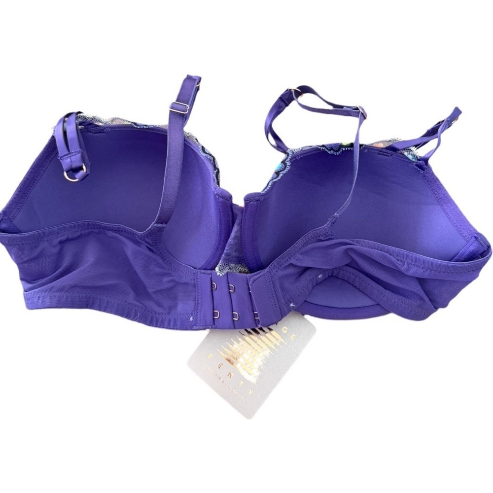 Savage X Fenty Steamy Floral Balconette Bra 34D Purple Royale Romance NWT Pushup - Picture 4 of 7
